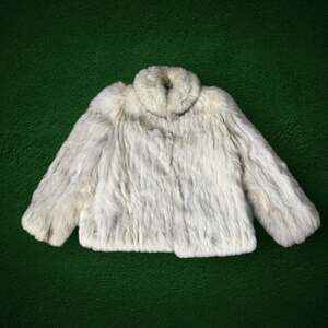 Saga Fox Genuine Fox Fur Jacket Silver White Gray Short Coat Luxury sz XL